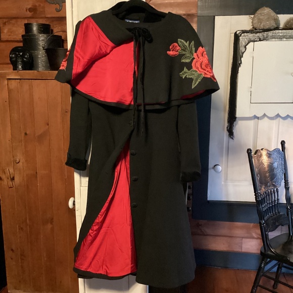 COLLECTIF LONDON DICKENS VICTORIAN SWING COAT & CAPELET UK14 - L - Picture 2 of 7